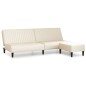 Schlafsofa 2-Sitzer mit Fußhocker Creme Kunstleder Schlafsofa 2-Sitzer mit Fußhocker Creme Kunstleder