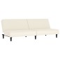 Schlafsofa 2-Sitzer mit Fußhocker Creme Kunstleder Schlafsofa 2-Sitzer mit Fußhocker Creme Kunstleder
