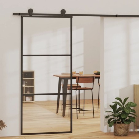 vidaXL Schiebetür mit Beschlag ESG-Glas & Aluminium 90x205 cm    