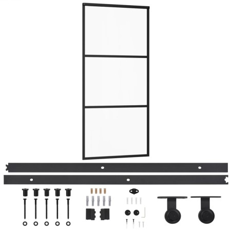 vidaXL Schiebetür mit Beschlag ESG-Glas & Aluminium 90x205 cm    