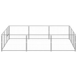 vidaXL Hundezwinger Silbern 9 m² Stahl