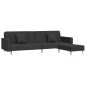Schlafsofa 2-Sitzer mit 2 Kissen und Fußhocker Schwarz Stoff Schlafsofa 2-Sitzer mit 2 Kissen und Fußhocker Schwarz Stoff