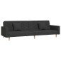 Schlafsofa 2-Sitzer mit 2 Kissen und Fußhocker Schwarz Stoff Schlafsofa 2-Sitzer mit 2 Kissen und Fußhocker Schwarz Stoff