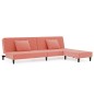 Schlafsofa 2-Sitzer mit 2 Kissen und Fußhocker Rosa Samt Schlafsofa 2-Sitzer mit 2 Kissen und Fußhocker Rosa Samt