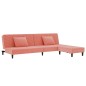 Schlafsofa 2-Sitzer mit 2 Kissen und Fußhocker Rosa Samt Schlafsofa 2-Sitzer mit 2 Kissen und Fußhocker Rosa Samt