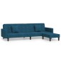Schlafsofa 2-Sitzer mit 2 Kissen und Fußhocker Blau Samt Schlafsofa 2-Sitzer mit 2 Kissen und Fußhocker Blau Samt