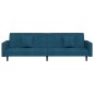 Schlafsofa 2-Sitzer mit 2 Kissen und Fußhocker Blau Samt Schlafsofa 2-Sitzer mit 2 Kissen und Fußhocker Blau Samt