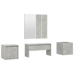 vidaXL Flurmöbel-Set Betongrau Holzwerkstoff