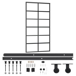 vidaXL Schiebetür mit Beschlag ESG-Glas & Aluminium 102x205 cm    
