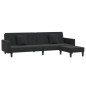 Schlafsofa 2-Sitzer mit 2 Kissen und Fußhocker Schwarz Samt Schlafsofa 2-Sitzer mit 2 Kissen und Fußhocker Schwarz Samt