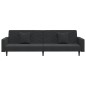Schlafsofa 2-Sitzer mit 2 Kissen und Fußhocker Schwarz Samt Schlafsofa 2-Sitzer mit 2 Kissen und Fußhocker Schwarz Samt