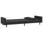 Schlafsofa 2-Sitzer mit 2 Kissen und Fußhocker Schwarz Samt Schlafsofa 2-Sitzer mit 2 Kissen und Fußhocker Schwarz Samt