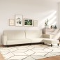 Schlafsofa 2-Sitzer mit Fußhocker Creme Kunstleder Schlafsofa 2-Sitzer mit Fußhocker Creme Kunstleder