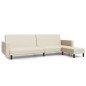 Schlafsofa 2-Sitzer mit Fußhocker Creme Kunstleder Schlafsofa 2-Sitzer mit Fußhocker Creme Kunstleder