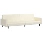 Schlafsofa 2-Sitzer mit Fußhocker Creme Kunstleder Schlafsofa 2-Sitzer mit Fußhocker Creme Kunstleder