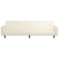 Schlafsofa 2-Sitzer mit Fußhocker Creme Kunstleder Schlafsofa 2-Sitzer mit Fußhocker Creme Kunstleder
