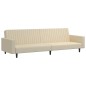 Schlafsofa 2-Sitzer mit Fußhocker Creme Samt Schlafsofa 2-Sitzer mit Fußhocker Creme Samt