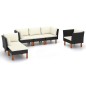 vidaXL 6-tlg. Garten-Lounge-Set Poly Rattan Eukalyptusholz Schwarz vidaXL 6-tlg. Garten-Lounge-Set Poly Rattan Eukalyptusholz Schwarz