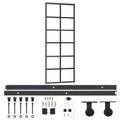vidaXL Schiebetür mit Beschlag ESG-Glas & Aluminium 76x205 cm    