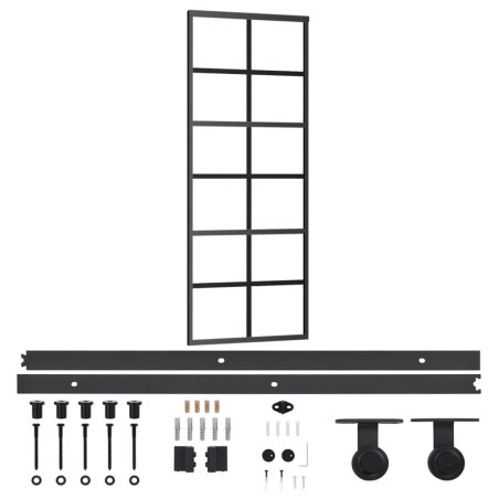 vidaXL Schiebetür mit Beschlag ESG-Glas & Aluminium 76x205 cm    