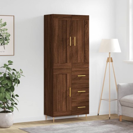Highboard Braun Eichen-Optik 69,5x34x180 cm Holzwerkstoff