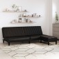 Schlafsofa 2-Sitzer mit Fußhocker Schwarz Kunstleder Schlafsofa 2-Sitzer mit Fußhocker Schwarz Kunstleder