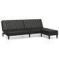 Schlafsofa 2-Sitzer mit Fußhocker Schwarz Kunstleder Schlafsofa 2-Sitzer mit Fußhocker Schwarz Kunstleder