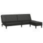 Schlafsofa 2-Sitzer mit Fußhocker Schwarz Kunstleder Schlafsofa 2-Sitzer mit Fußhocker Schwarz Kunstleder