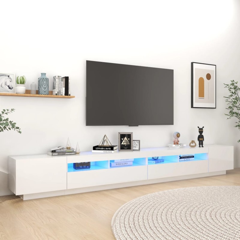 TV-Schrank mit LED-Leuchten Hochglanz-Weiß 300x35x40 cm TV-Schrank mit LED-Leuchten Hochglanz-Weiß 300x35x40 cm