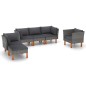 6-tlg. Garten-Lounge-Set Poly Rattan und Eukalyptusholz Grau 6-tlg. Garten-Lounge-Set Poly Rattan und Eukalyptusholz Grau
