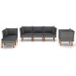 6-tlg. Garten-Lounge-Set Poly Rattan und Eukalyptusholz Grau 6-tlg. Garten-Lounge-Set Poly Rattan und Eukalyptusholz Grau
