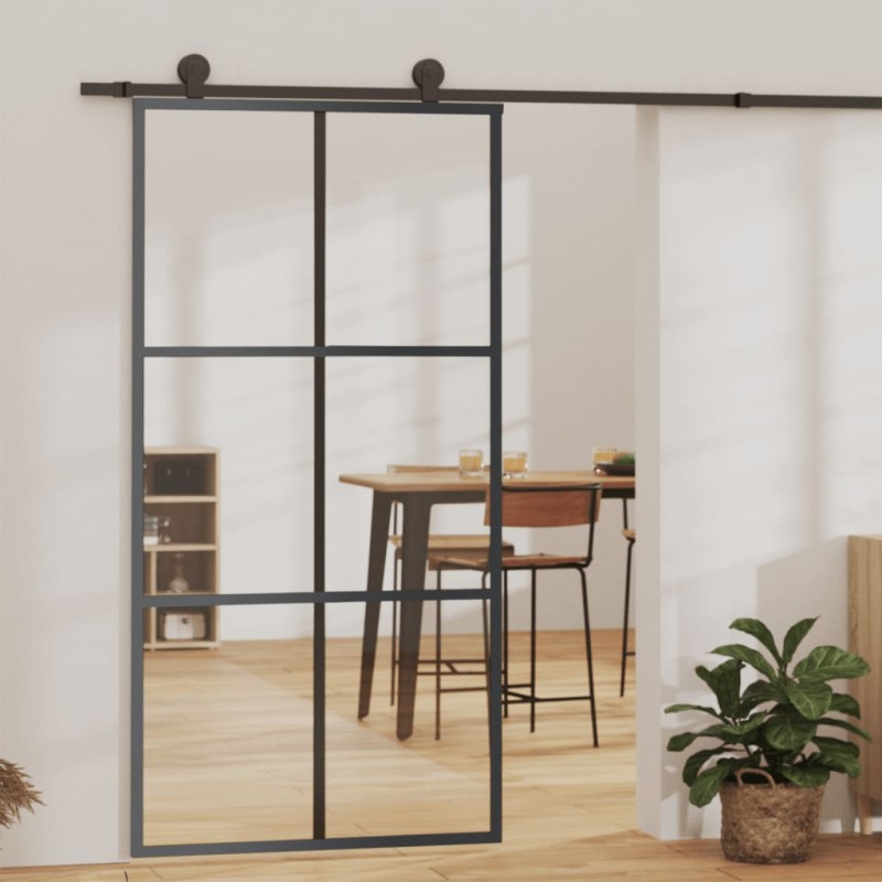 Schiebetür mit Beschlag ESG-Glas & Aluminium 102x205 cm Schiebetür mit Beschlag ESG-Glas & Aluminium 102x205 cm