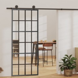vidaXL Schiebetür mit Beschlag ESG-Glas & Aluminium 76x205 cm    