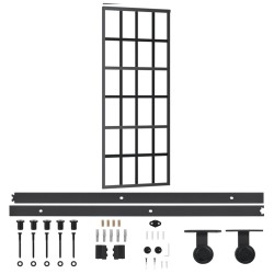 vidaXL Schiebetür mit Beschlag ESG-Glas & Aluminium 76x205 cm    