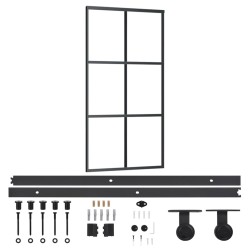 vidaXL Schiebetür mit Beschlag ESG-Glas & Aluminium 102x205 cm    