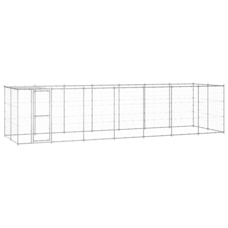 vidaXL Outdoor-Hundezwinger mit Überdachung Verzinkter Stahl 16,94 m²