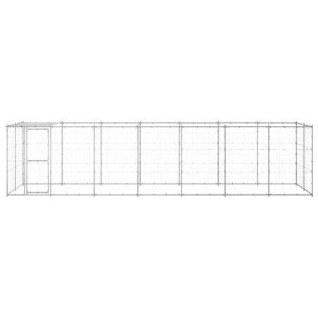 vidaXL Outdoor-Hundezwinger mit Überdachung Verzinkter Stahl 16,94 m²