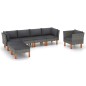 7-tlg. Garten-Lounge-Set Poly Rattan und Eukalyptusholz Grau 7-tlg. Garten-Lounge-Set Poly Rattan und Eukalyptusholz Grau