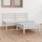 3-tlg. Garten-Lounge-Set Weiß Kiefer Massivholz 3-tlg. Garten-Lounge-Set Weiß Kiefer Massivholz