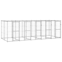 Outdoor-Hundezwinger mit Überdachung Verzinkter Stahl 12,1 m²