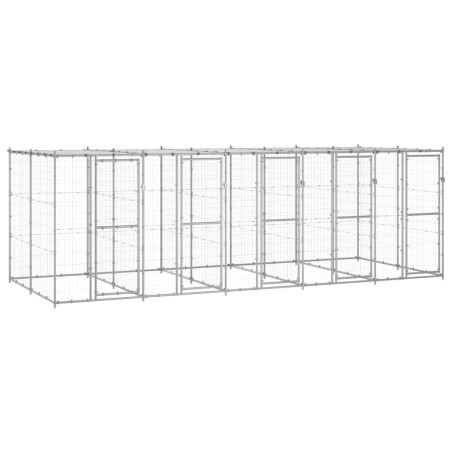 Outdoor-Hundezwinger mit Überdachung Verzinkter Stahl 12,1 m²