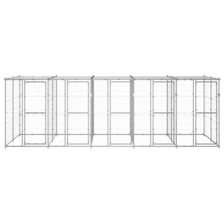 Outdoor-Hundezwinger mit Überdachung Verzinkter Stahl 12,1 m²