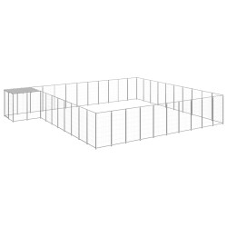 vidaXL Hundezwinger Silbern 31,46 m² Stahl  