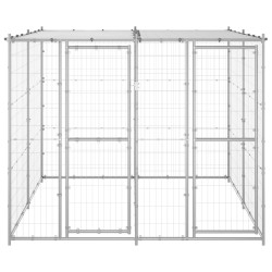 vidaXL Outdoor-Hundezwinger mit Überdachung Verzinkter Stahl 4,84 m²