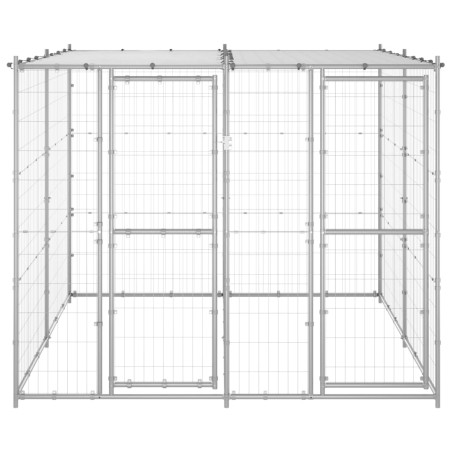 vidaXL Outdoor-Hundezwinger mit Überdachung Verzinkter Stahl 4,84 m²