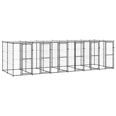 Outdoor-Hundezwinger Stahl mit Überdachung 14,52 m²