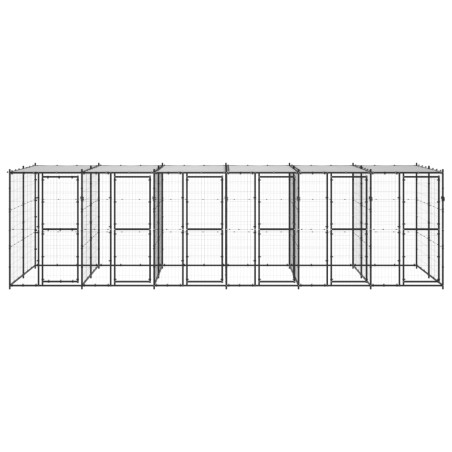 Outdoor-Hundezwinger Stahl mit Überdachung 14,52 m²