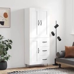 Highboard Hochglanz-Weiß 69,5x34x180 cm Holzwerkstoff