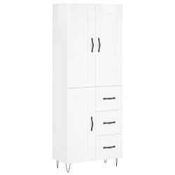 Highboard Hochglanz-Weiß 69,5x34x180 cm Holzwerkstoff