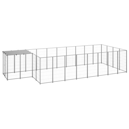 vidaXL Hundezwinger Silbern 10,89 m² Stahl  